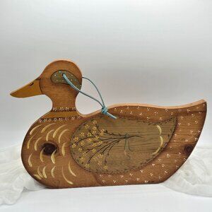 Vintage Hand-Painted Wooden Duck Letter Holder | Farmhouse Rustic Mail Organizer